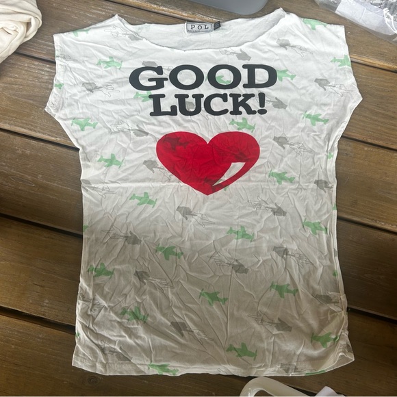 POL Kids White Tee with Red Heart and Green Accents - Picture 1 of 3
